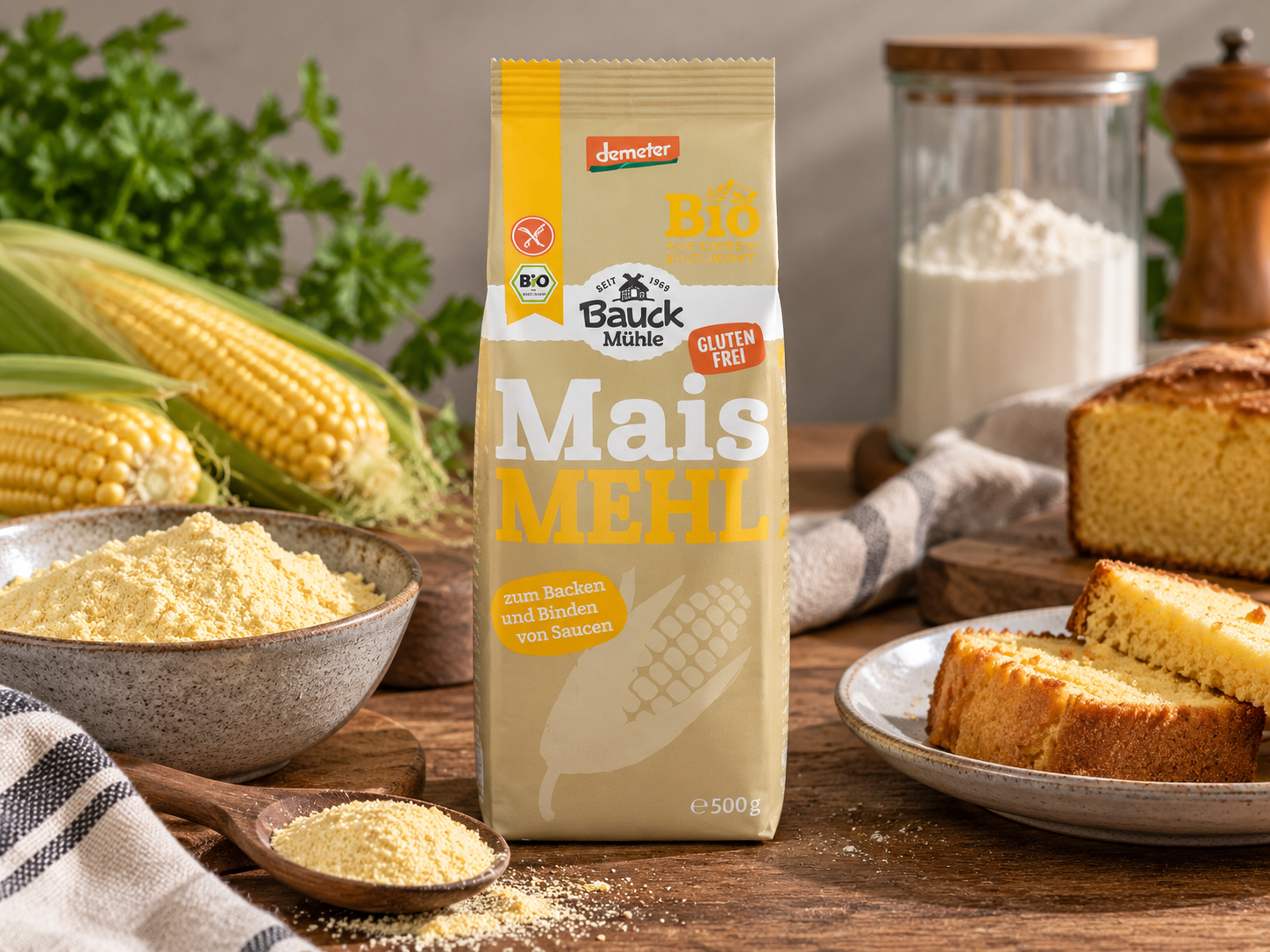 Bezlepková KUKUŘIČNÁ MOUKA bez GMO BIO Demeter 500 g - Bauck